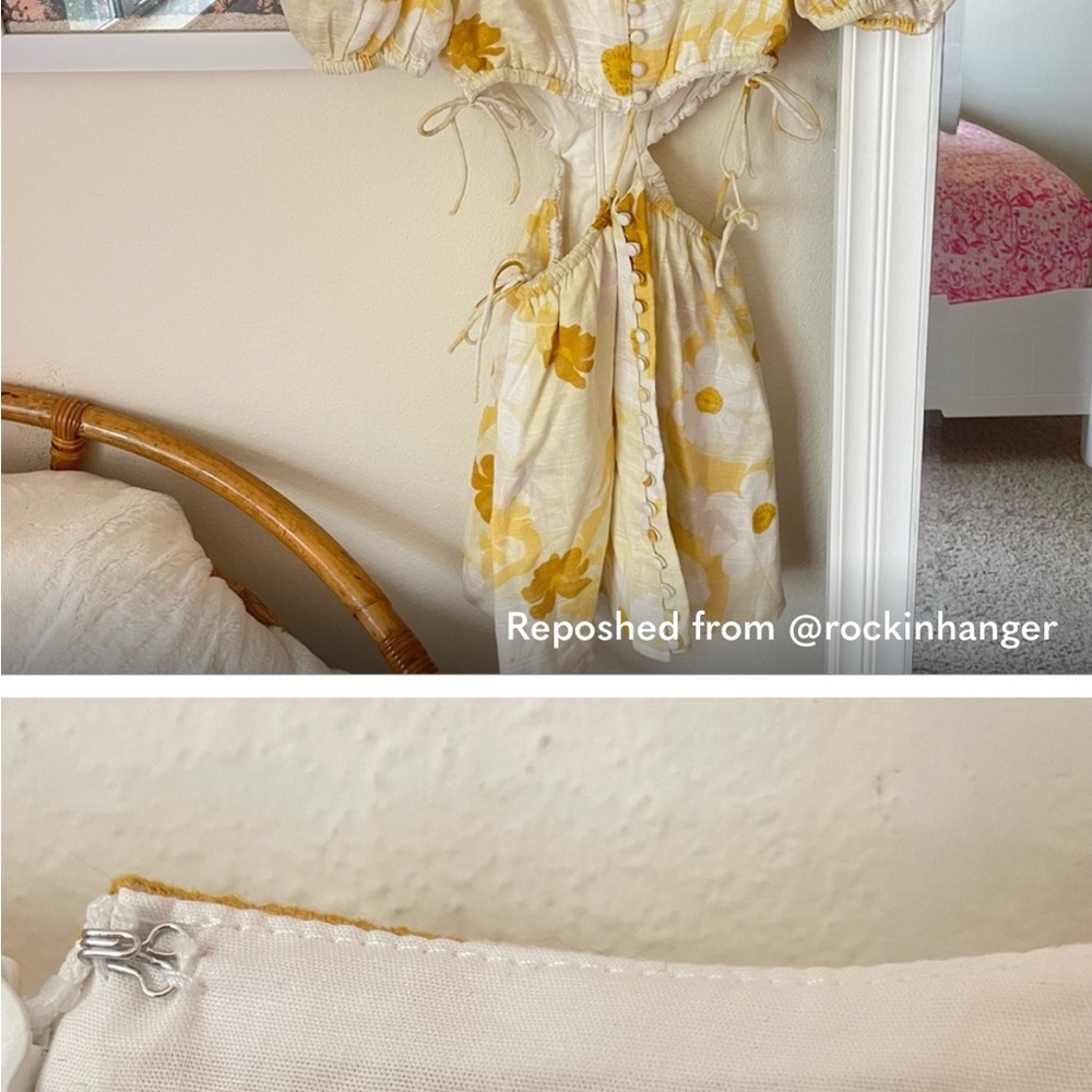 Sabo Skirt Yellow Floral Button-Front Midi Dress